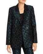 Anine Bing Madeleine Emerald Leopard Jacquard Blazer