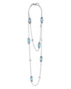 Lagos 18k Yellow Gold And Sterling Silver Glacier Station Necklace With Swiss Blue Topaz, 34