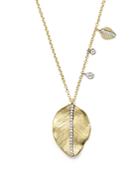 Meira T 14k Yellow Gold Leaf Charm Necklace, 16
