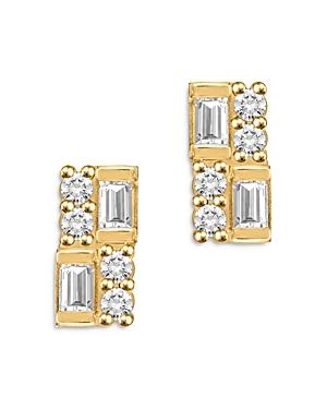 Bloomingdale's Round & Baguette Diamond Bar Stud Earrings In 14k Yellow Gold, 0.25 Ct. T.w - 100% Exclusive