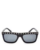 Valentino Embellished Rectangle Sunglasses, 51mm