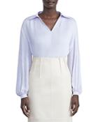 Lafayette 148 New York Plisse Blouson Sleeve Top