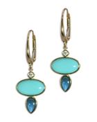 Bloomingdale's Turquoise, London Blue Topaz & Diamond Drop Earrings In 14k Yellow Gold - 100% Exclusive