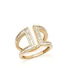 Diamond Baguette And Princess Cut Open Band In 14k Yellow Gold, .80 Ct. T.w.
