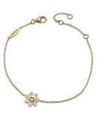 Baublebar Felice Cubic Zirconia Smiling Daisy Link Bracelet In 18k Gold Plated Sterling Silver