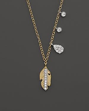 Meira T 14k White And Yellow Gold Feather Necklace, 16