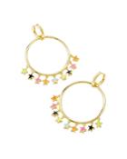 Kendra Scott Sloane Multicolor Star Charm Open Frame Drop Earrings In 14k Gold Plated