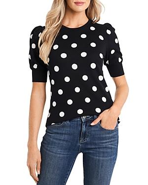 Cece Puff Sleeve Polka Dot Sweater