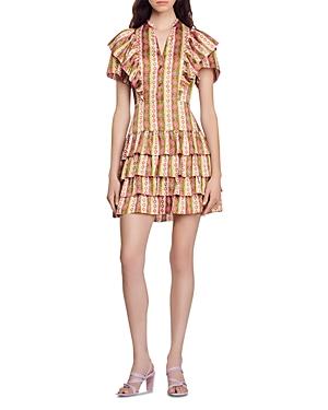 Sandro Simonna Floral Stripe Tiered Mini Dress