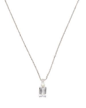 Kate Spade New York Bouquet Toss Cubic Zirconia & Imitation Pearl Pendant Necklace In Silver Tone, 17-20