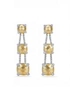 David Yurman Chatelaine Linear Chain Earrings With 18k Gold And Diamonds