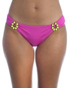 Trina Turk Bijou Solid Shirred Embellished Hipster Bikini Bottom