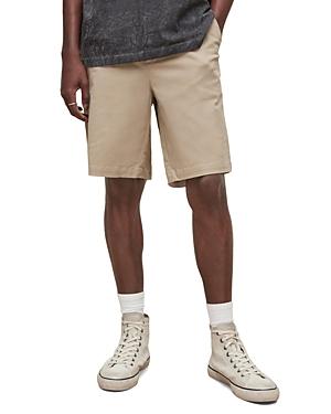 Allsaints Cobalt Cotton Blend Garment Washed Slim Fit Shorts