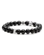 Tateossian Men's Black Agate Bead Bracelet