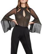 Bcbgmaxazria Metallic-stripe Cutout Bodysuit