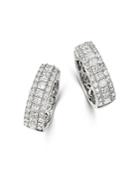 Bloomingdale's Diamond Round & Princess-cut Huggie Hoop Earrings In 14k White Gold, 1.0 Ct. T.w. - 100% Exclusive