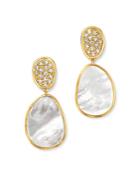 Marco Bicego 18k Yellow Gold Lunaria Pave Diamond & Mother Of Pearl Small Drop Earrings