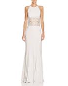 Mignon Boho Illusion Lace Detail Gown