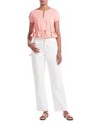 Staud Painter High Rise Cargo Jeans In White