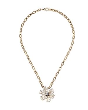 Gucci 18k Yellow Gold Flora Pendant Necklace With Diamond, Mother-of-pearl & Blue Topaz, 16.5