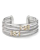 David Yurman Sterling Silver Buckle Crossover Cuff With 18k Yellow Gold