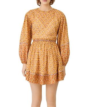 Maje Risso Cutout Floral Print Dress