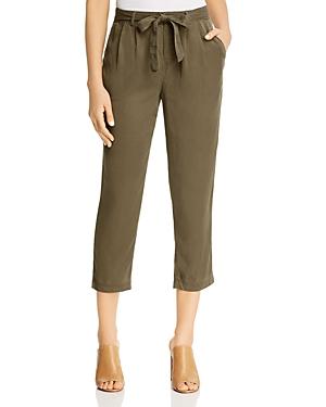 Three Dots Twill Pleated Cropped Pants