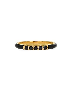 Rachel Reid 14k Yellow Gold Black Diamond Enamel Band Ring