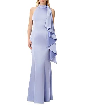 Aidan Mattox Satin Neck Sash Mermaid Gown