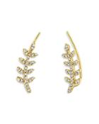 Moon & Meadow 14k Yellow Gold Diamond Leaf Ear Climber Earrings - 100% Exclusive
