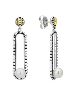 Lagos 18k Yellow Gold & Sterling Silver Luna Cultured Freshwater Pearl Drop Earrings