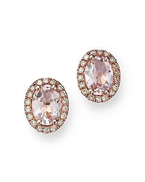 Bloomingdale's Morganite & Diamond Oval Halo Stud Earrings In 14k Rose Gold - 100% Exclusive