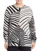 Marina Rinaldi Bandiera Mixed Stripe-print Silk Shirt