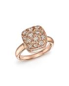 Pomellato Nudo Ring With Brown Diamonds In 18k Rose & White Gold