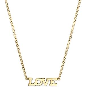 Zoe Chicco 14k Yellow Gold Itty Bitty Tiny Capital Letter Love Necklace, 16