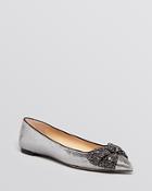 Tory Burch Pointed Toe Flats - Vanessa Crystal Bow