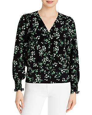 Karl Lagerfeld Paris Printed Smocked-hem Top