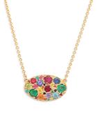 Colette Jewelry 18k Yellow Gold Rainbow Sapphire Les Chevalieres Pendant Necklace, 16