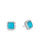 John Hardy Sterling Silver Classic Chain Stud Earrings With Turquoise