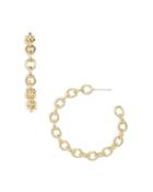 Aqua Cable Chain Link Open Hoop Earrings In Gold Tone - 100% Exclusive