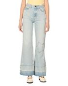 Sandro Stephen Star Patch Flare Jeans In Sky Blue