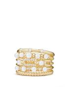 David Yurman Petite Perle Multi-row Ring With Cultured Freshwater Pearls And Diamonds In 18k Gold