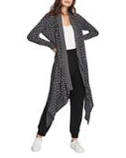 1.state Leopard Drape Front Duster Cardigan