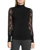 Vince Camuto Lace Sleeve Turtleneck Top