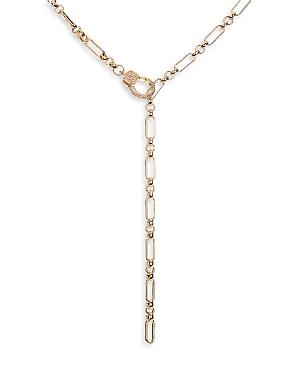 Luv Aj Pave Clasp Chain Link Lariat Necklace, 30