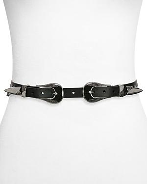 The Kooples Women's Double Buckle Leather Belt