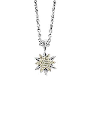 Lagos 18k Gold & Sterling Silver North Star Diamond Small Pendant Necklace, 16