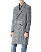 The Kooples Check Double Breasted Straight Fit Coat