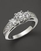 Ceritified Diamond 3 Stone Ring In 18k White Gold, 1.0 Ct. T.w.