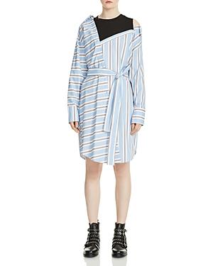 Maje Riavi Asymmetric Striped Shirt Dress